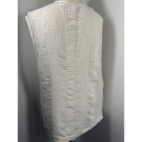 Free People Ivory Cream V Neck Top Sleeveless Cotton Tank Blouse Boho Woven M - Picture 5 of 9